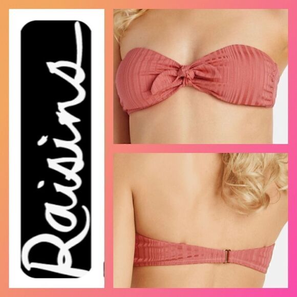 NWT MSRP $42 Raisins Beach Cove Textured Bandeau Bikini Top Junior Size - Picture 1 of 7